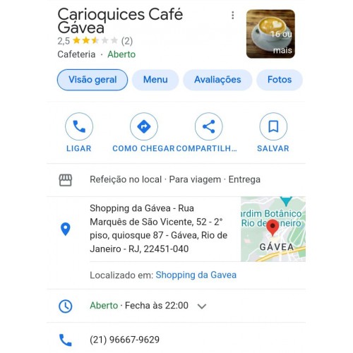 Cliente - CARIOQUICES CAFÉ GÁVEA  - Rio De Janeiro - RJ  